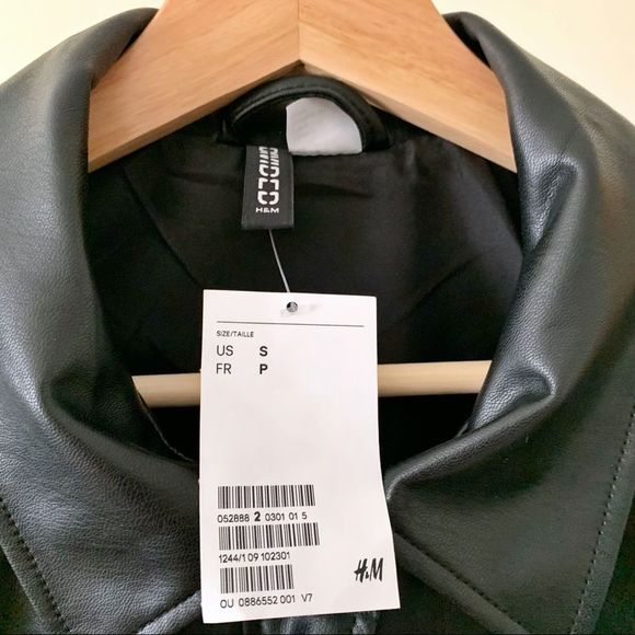 H&M Bomber Style Faux Leather Jacket - Picture 3 of 8